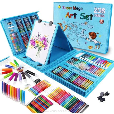 KIT DE ARTE DE 208 PIEZAS PARA NIÑO Y NIÑA