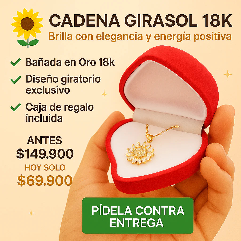 cadena de girasol giratorio-bañada en oro 18k