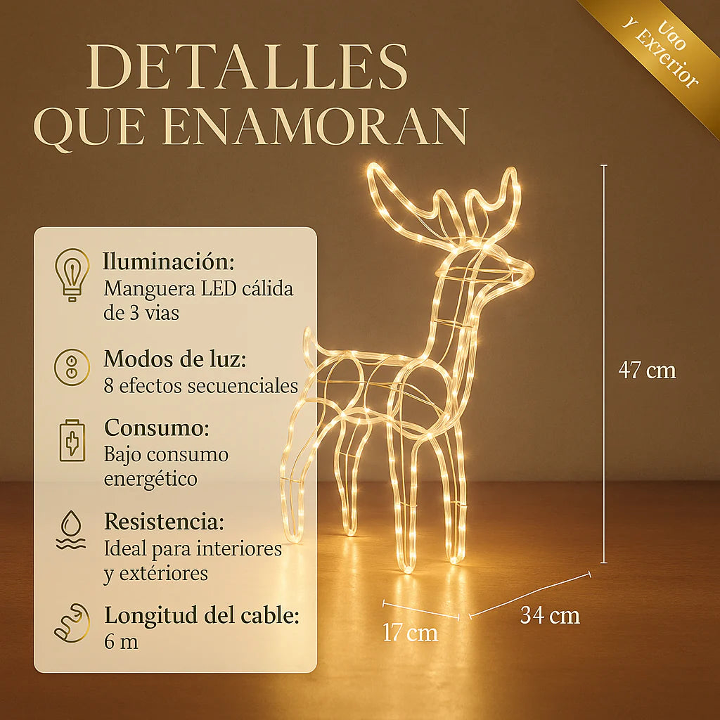Reno Navidad Estructura Metalica - Luz led