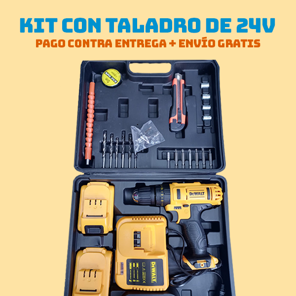 KIT DE TALADRO INALAMBRICO DE 24V (CON ACCESORIOS)