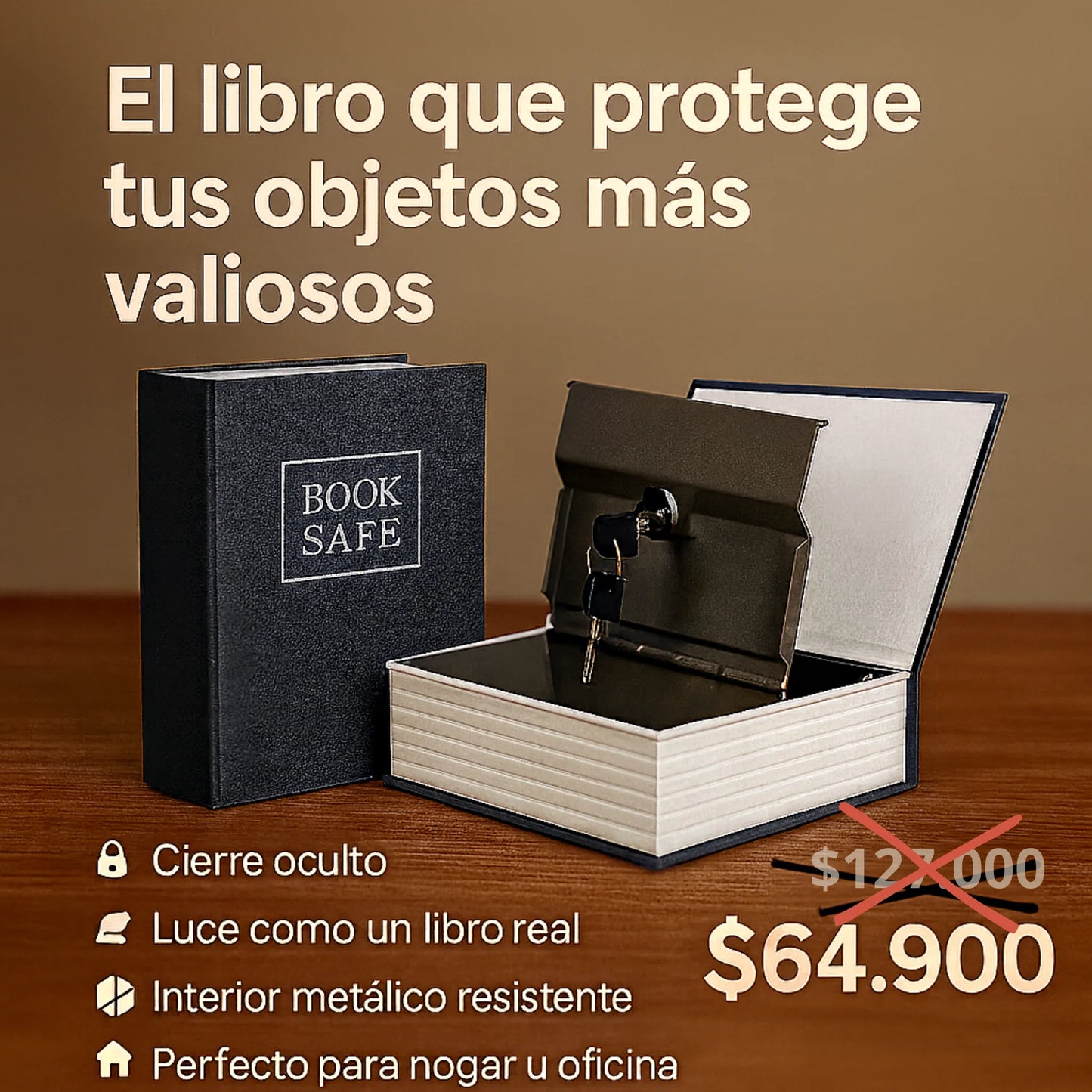 minicofre de seguridad forma libro