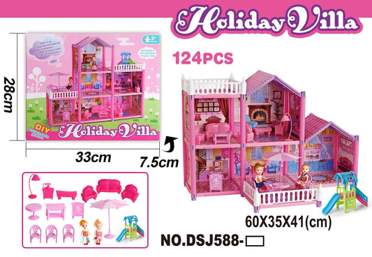Casa de muñecas armable de 3 pisos