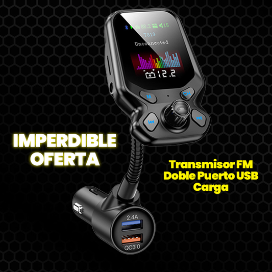 Transmisor FM Doble Puerto USB Carga