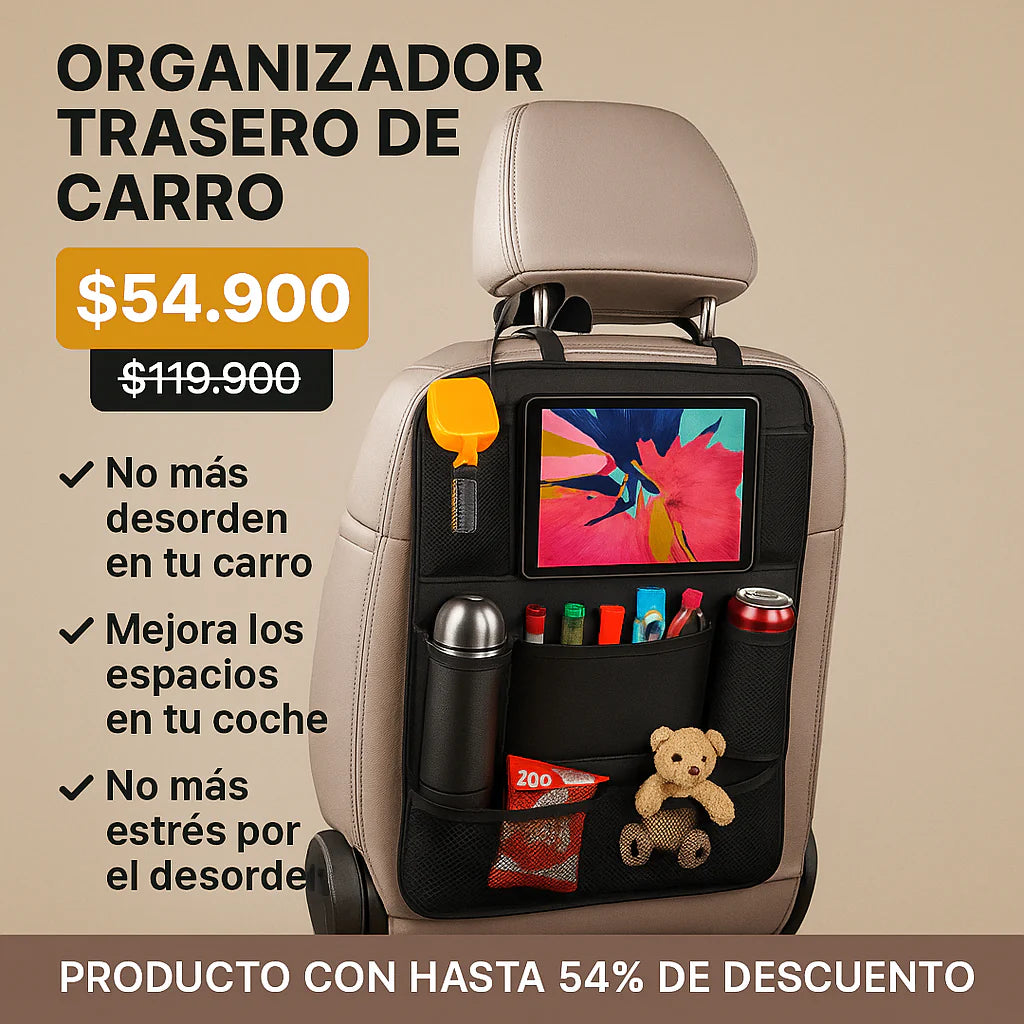 🚗 Organizador Trasero de Carro – ¡Transforma el desorden en orden en segundos!