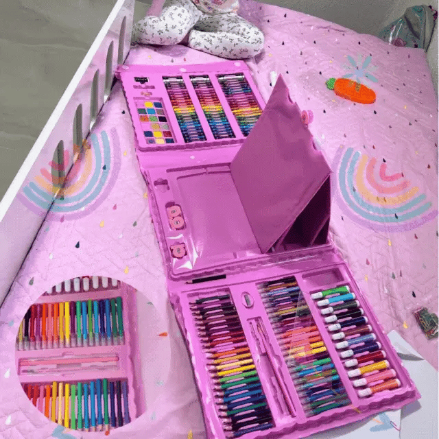 KIT DE ARTE DE 208 PIEZAS PARA NIÑO Y NIÑA