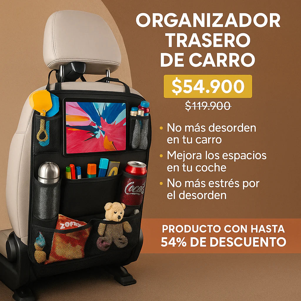 🚗 Organizador Trasero de Carro – ¡Transforma el desorden en orden en segundos!