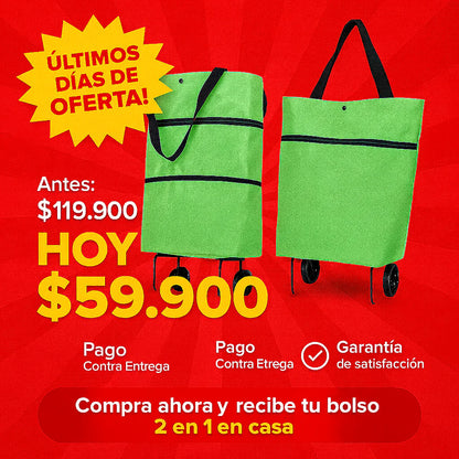 Bolso 2 en 1 con ruedas de compras