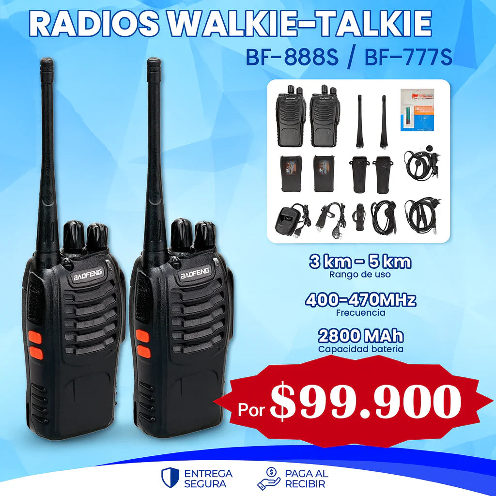 Radios Baofeng Con 2 Años De GARANTIA (+ de 5Km de alcance)...