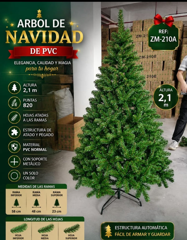 Árbol de Navidad Frondoso 2,1 m · 820 Puntas