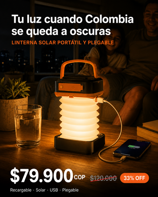 Linterna Solar Portatil Y Plegable
