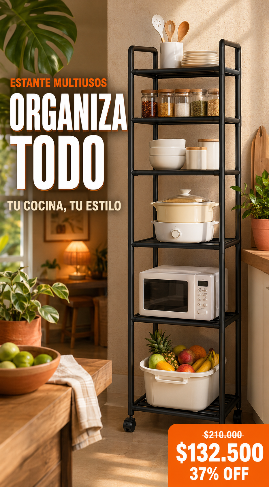 estante de cocina de 6 niveles