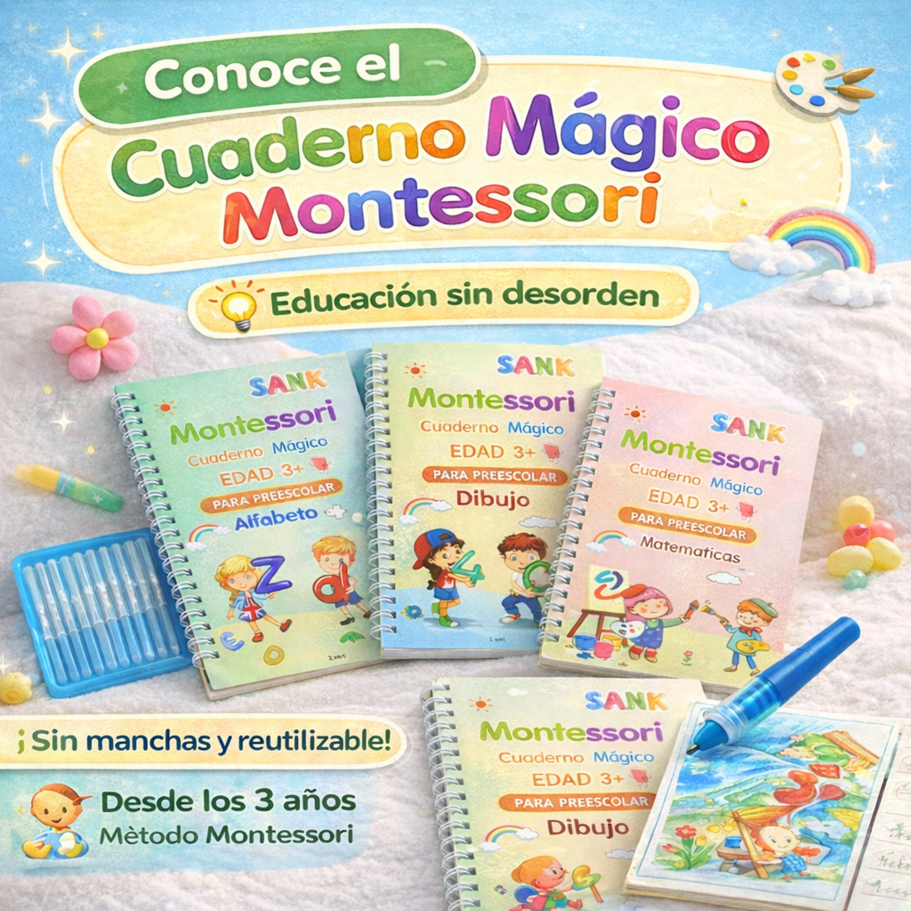 X4 Libros Montessoris mágicos de aprendizaje