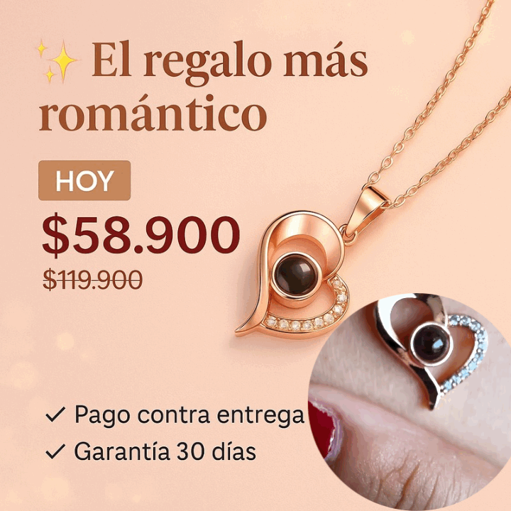 collar Proyecta te amo en 100 idiomas distintos-bañado en oro rosa