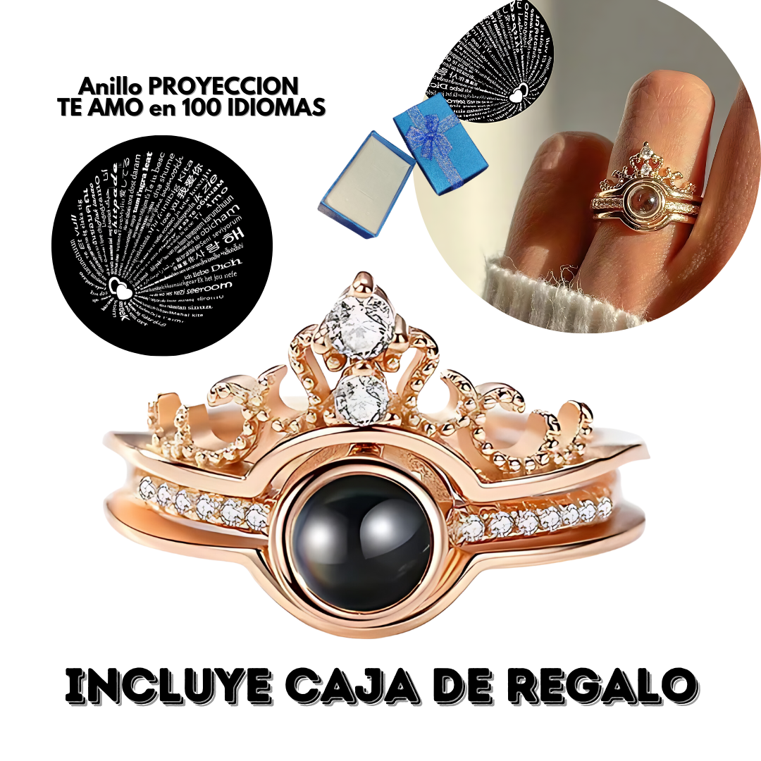 Hermoso Anillo bañado en oro te amo en 100 idiomas