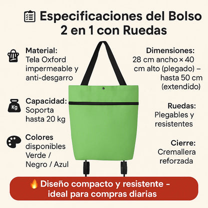 Bolso 2 en 1 con ruedas de compras