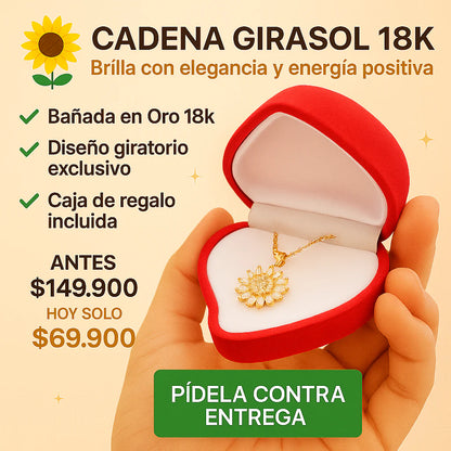 cadena de girasol giratorio-bañada en oro 18k