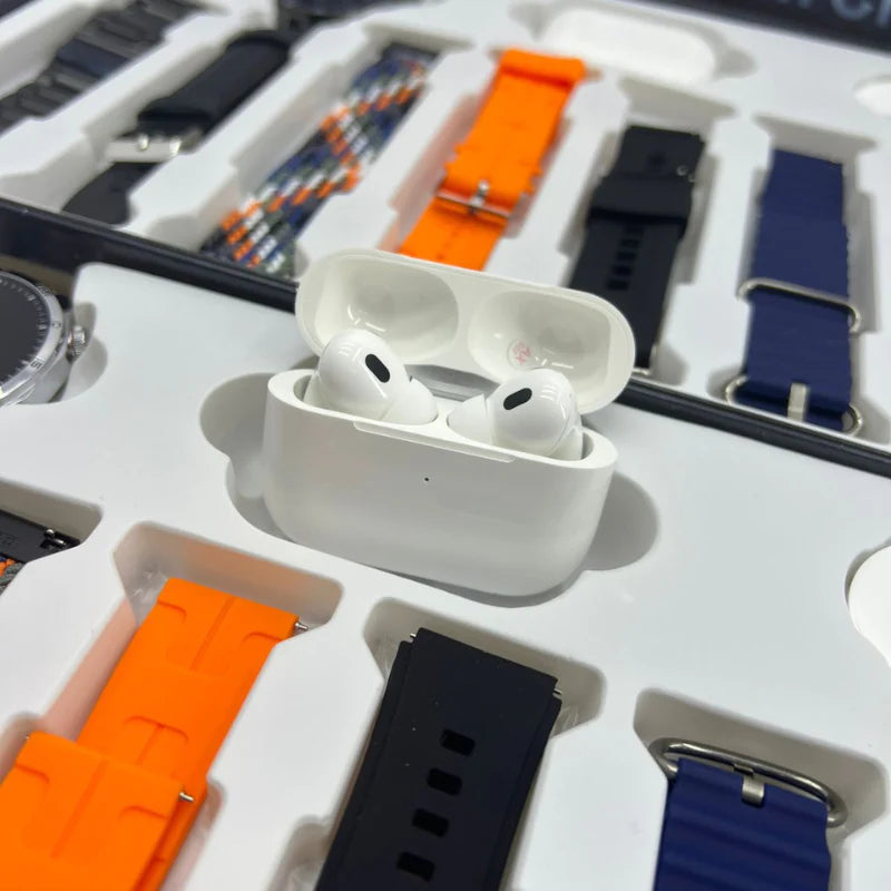 combo de reloj Smart Watch + Earpods (Incluye 6 manillas para el reloj)
