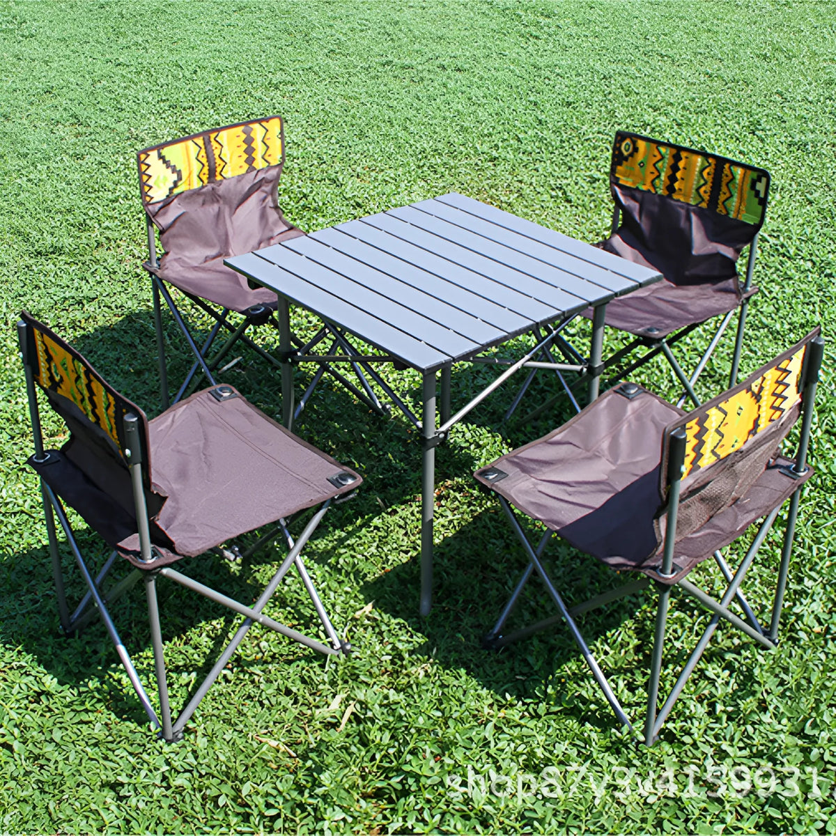 Mesa y 4 Sillas Plegables Portátil