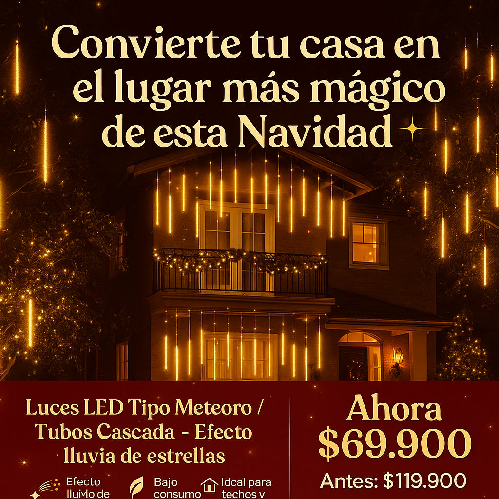 Luces LED Tipo Meteoro / Tubos Cascada – Efecto lluvia estelar