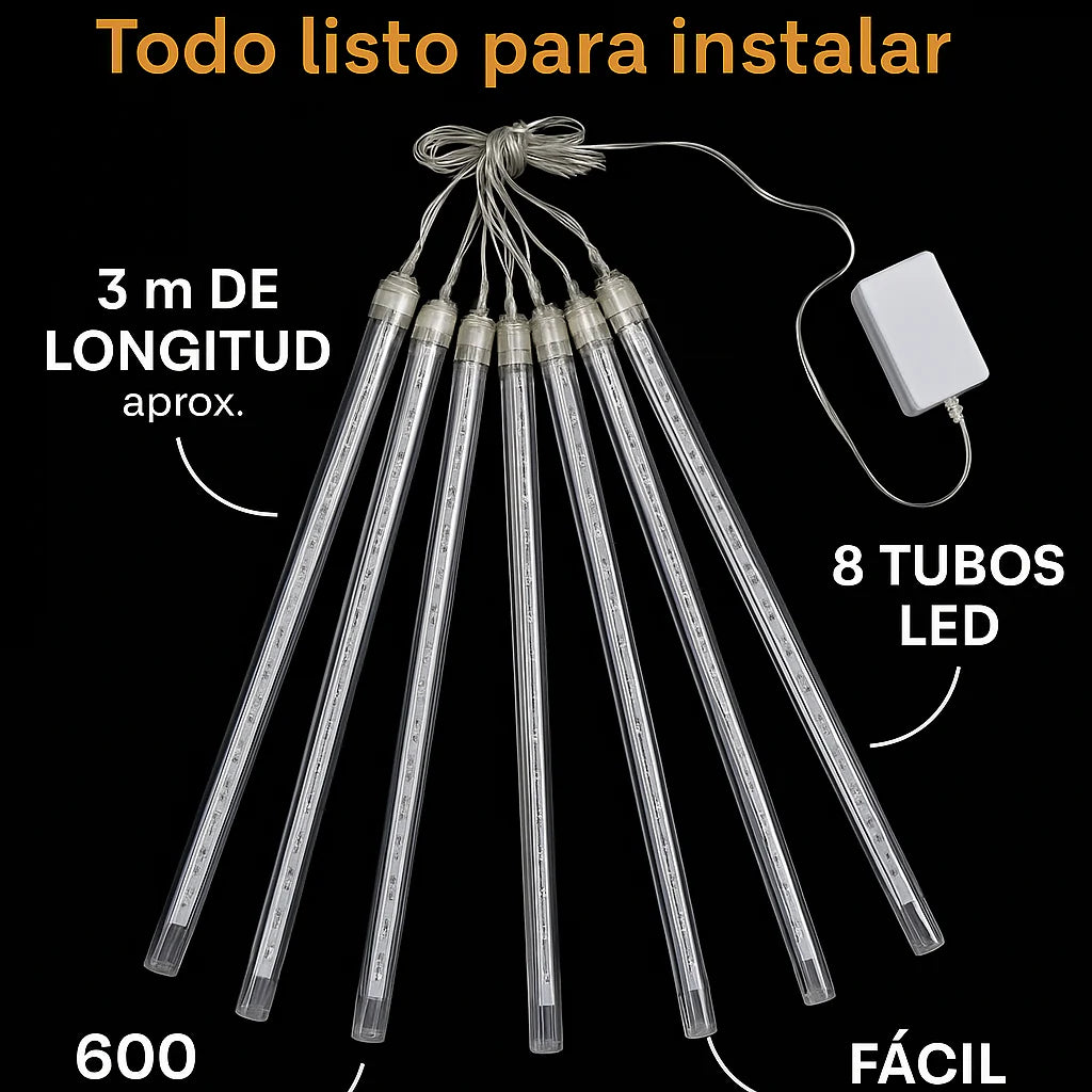 Luces LED Tipo Meteoro / Tubos Cascada – Efecto lluvia estelar