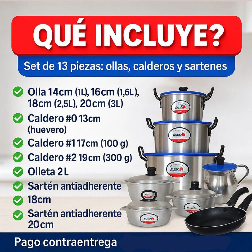 Set de 11 Ollas, Calderos y Sartenes a PRECIO DE LOCURA