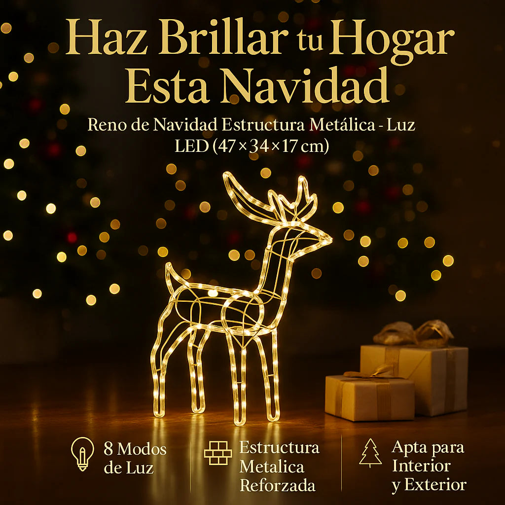 Reno Navidad Estructura Metalica - Luz led