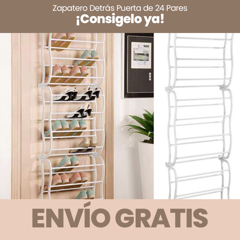 Zapatero ahorrador detrás de puerta (hasta 24 pares almacenados)