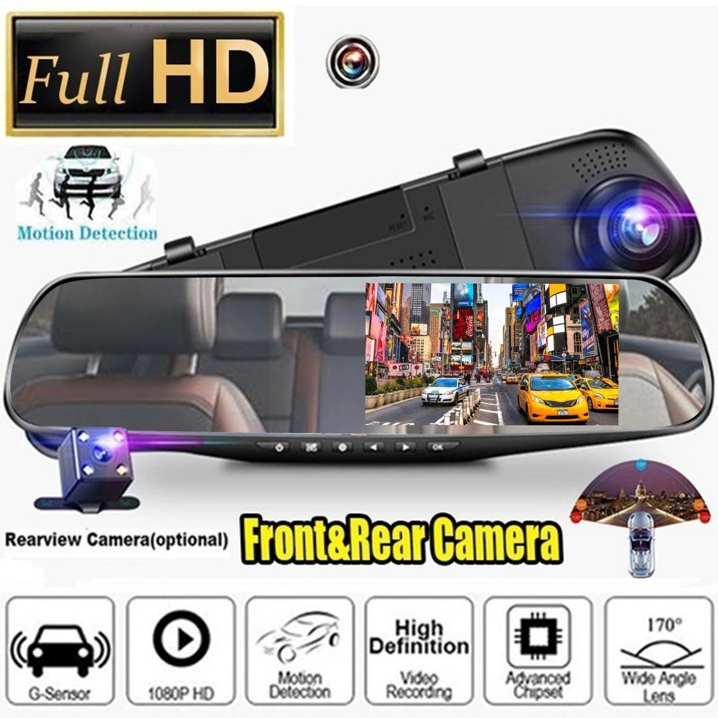 Espejo Retrovisor con cámara trasera full HD