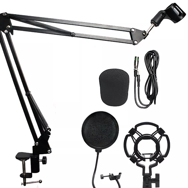 Micrófono Profesional Grabación Estudio Con Soporte De Mesa (incluye todo lo que está en la imagen)